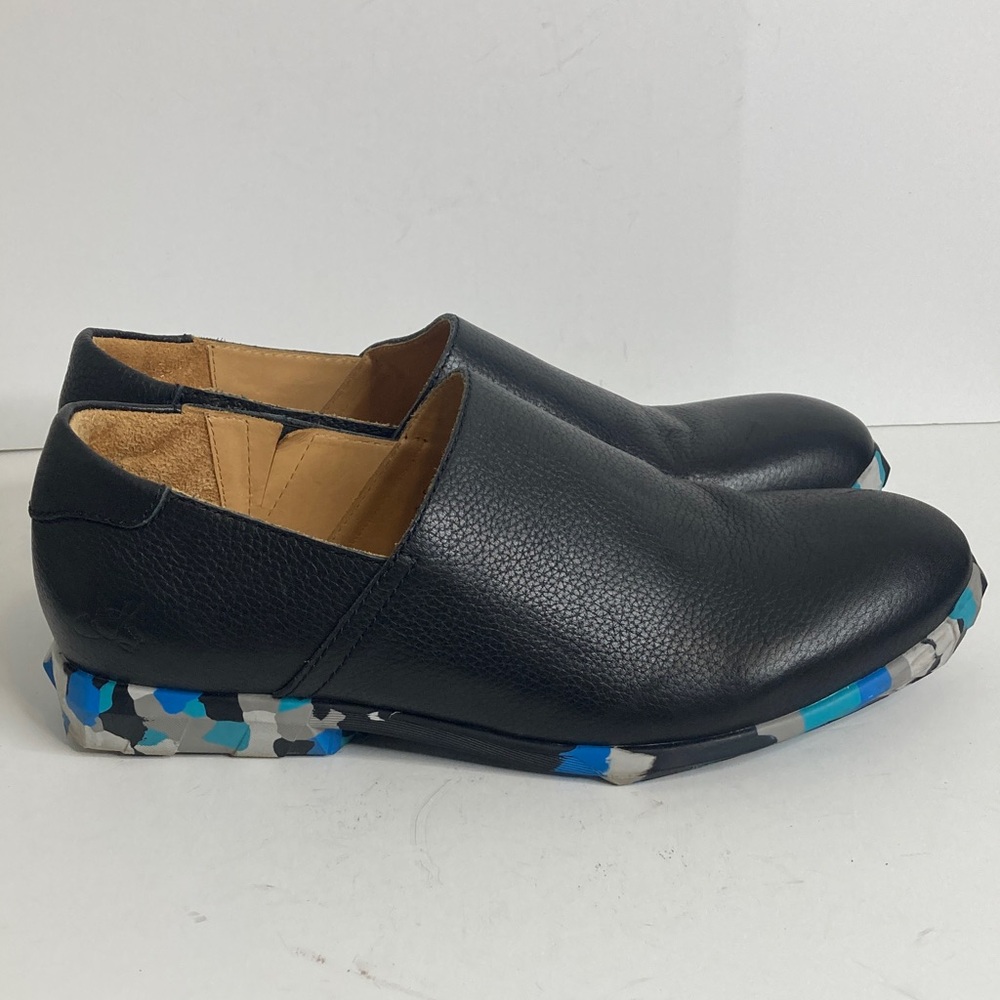 John Fluevog Equinox Slip On Shoes Mens 14 Black Leather Future Round Toe Loafer